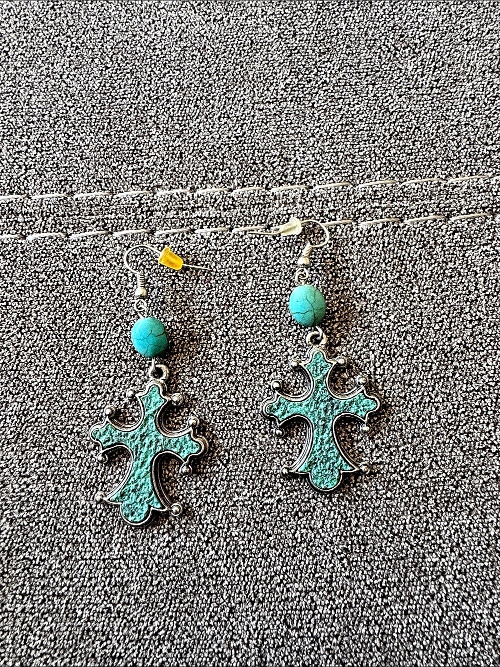 Turquoise Cross Earrings